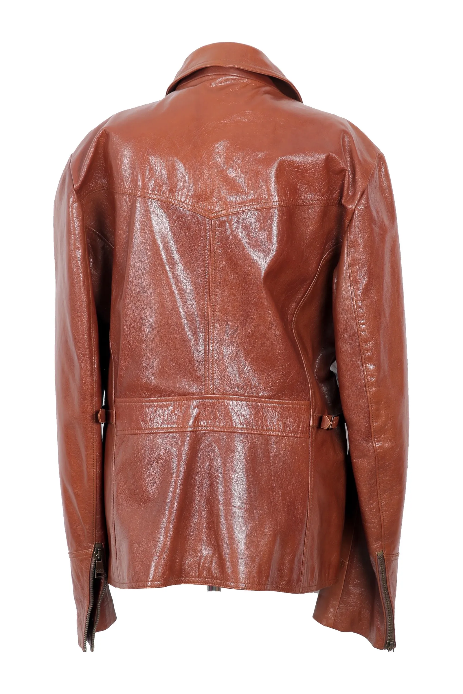 Dolce & Gabbana Cognac Brown Leather Jacket