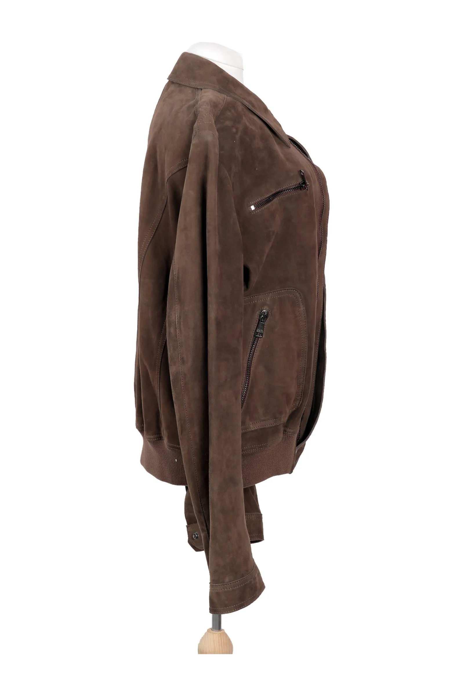 Dolce & Gabbana Brown Ribbed Leather Jacket