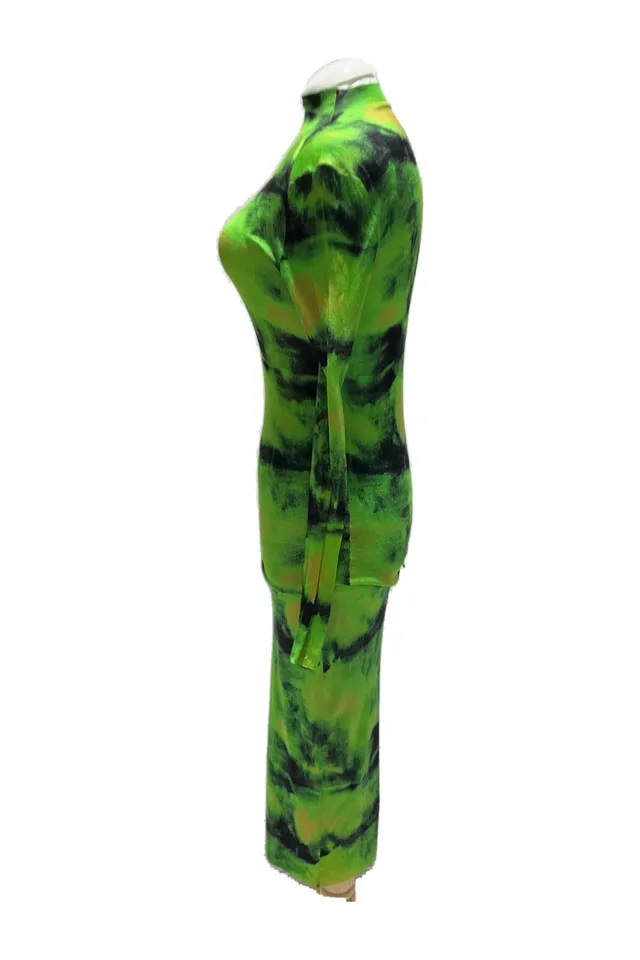 Versace Lime Green Tie-Dye Two-Piece Set