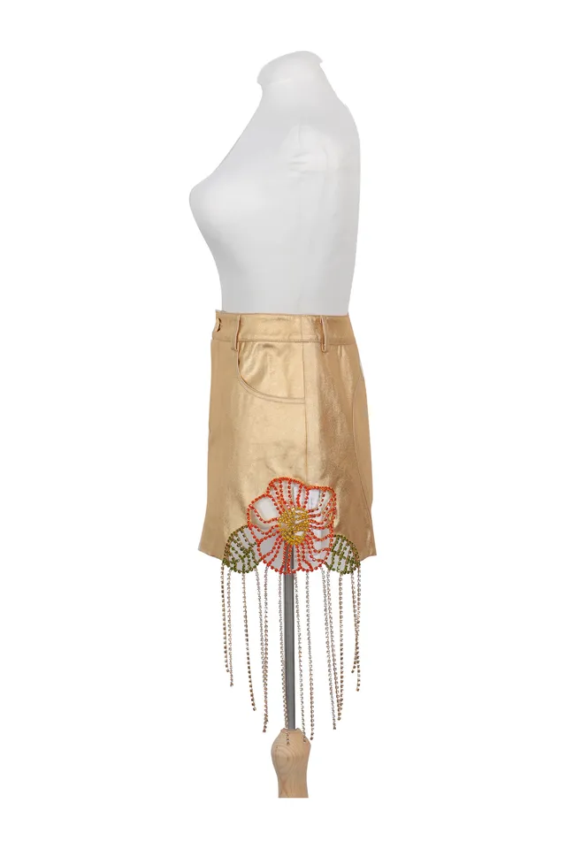 Area Gold Metallic Mini Skirt