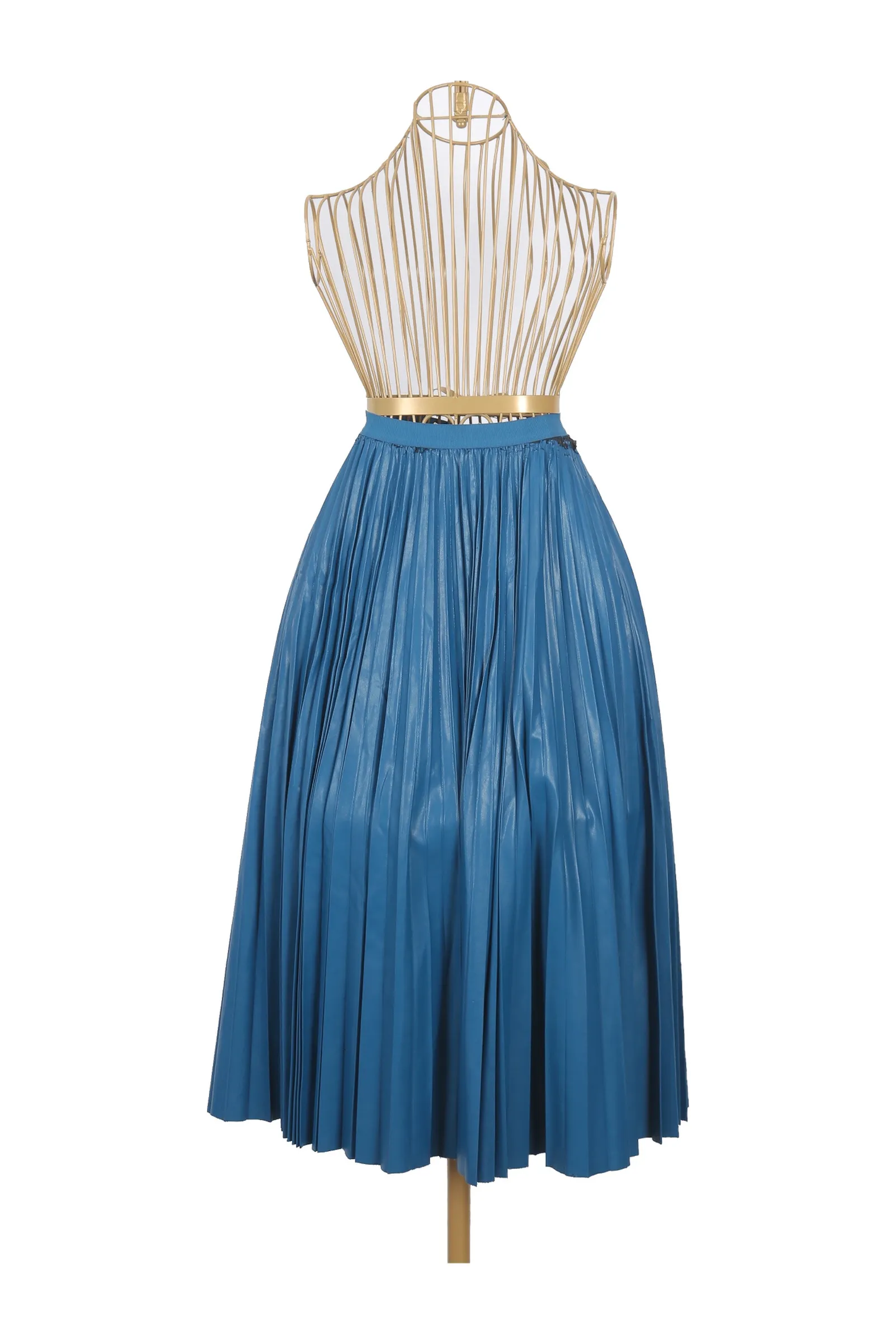 Pinko Blue Leather Midi Skirt