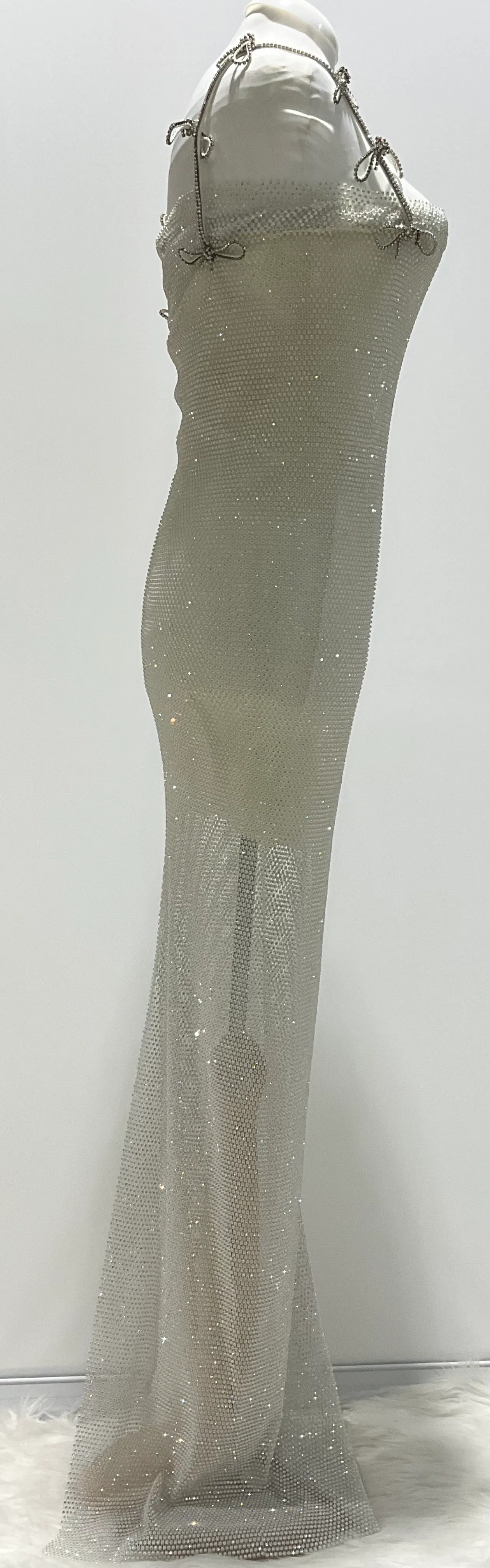 Mach & Mach Silver Embellished Maxi Dress