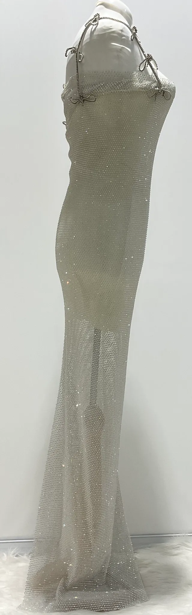 Mach & Mach Silver Embellished Maxi Dress