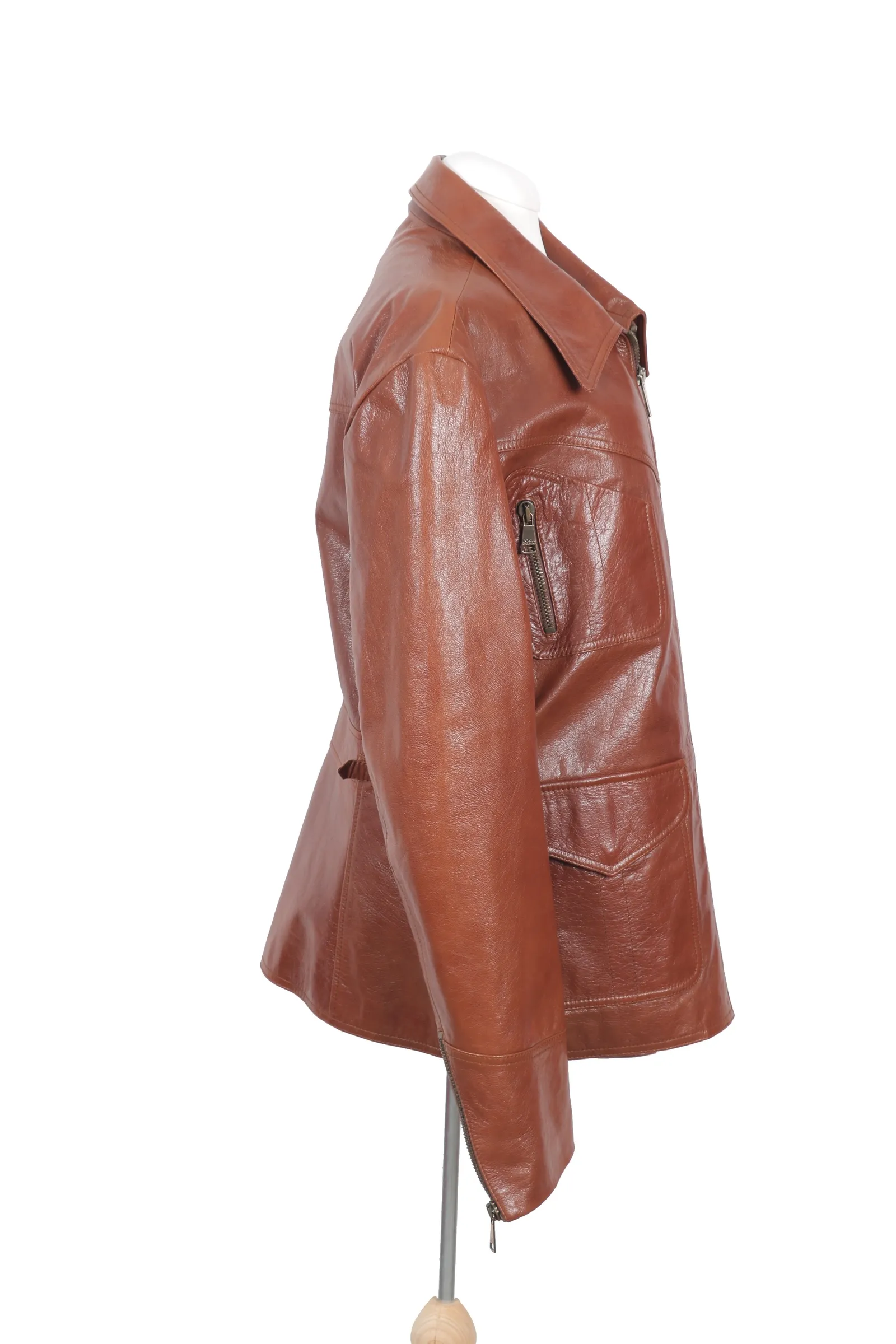 Dolce & Gabbana Cognac Brown Leather Jacket