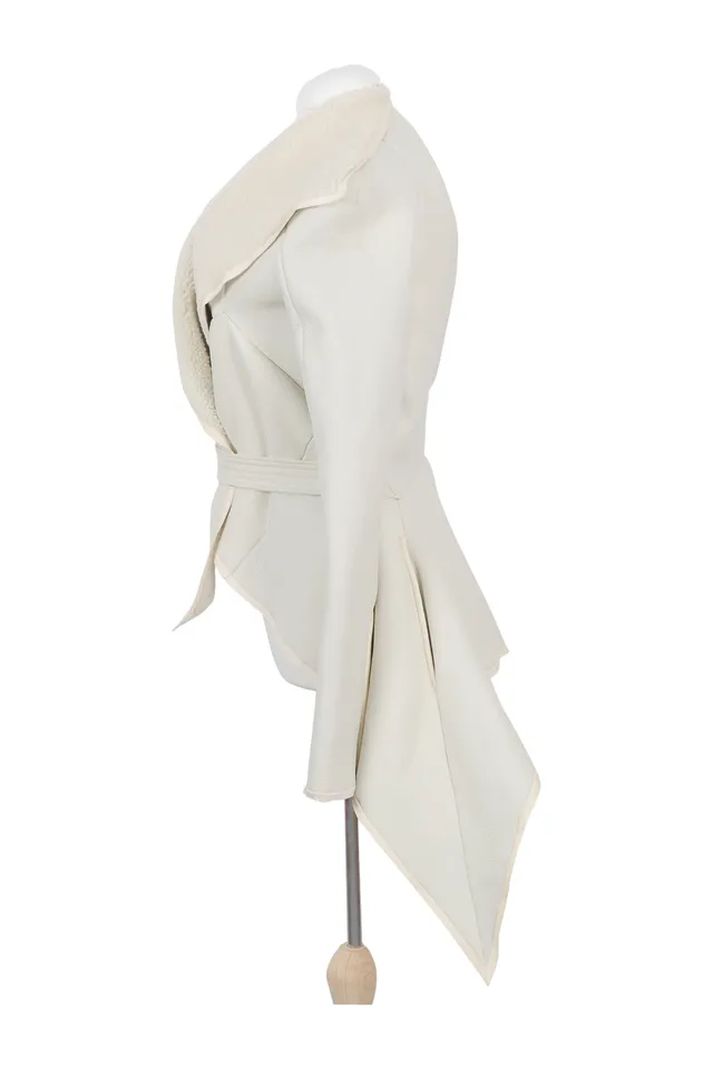 Rick Owens Ivory White Shearling Jacket