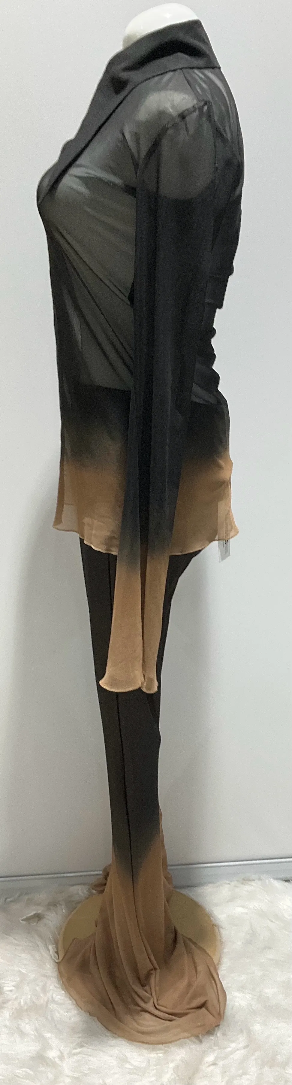 16 Arlington Black To Camel Ombre Chiffon Two-Piece Set
