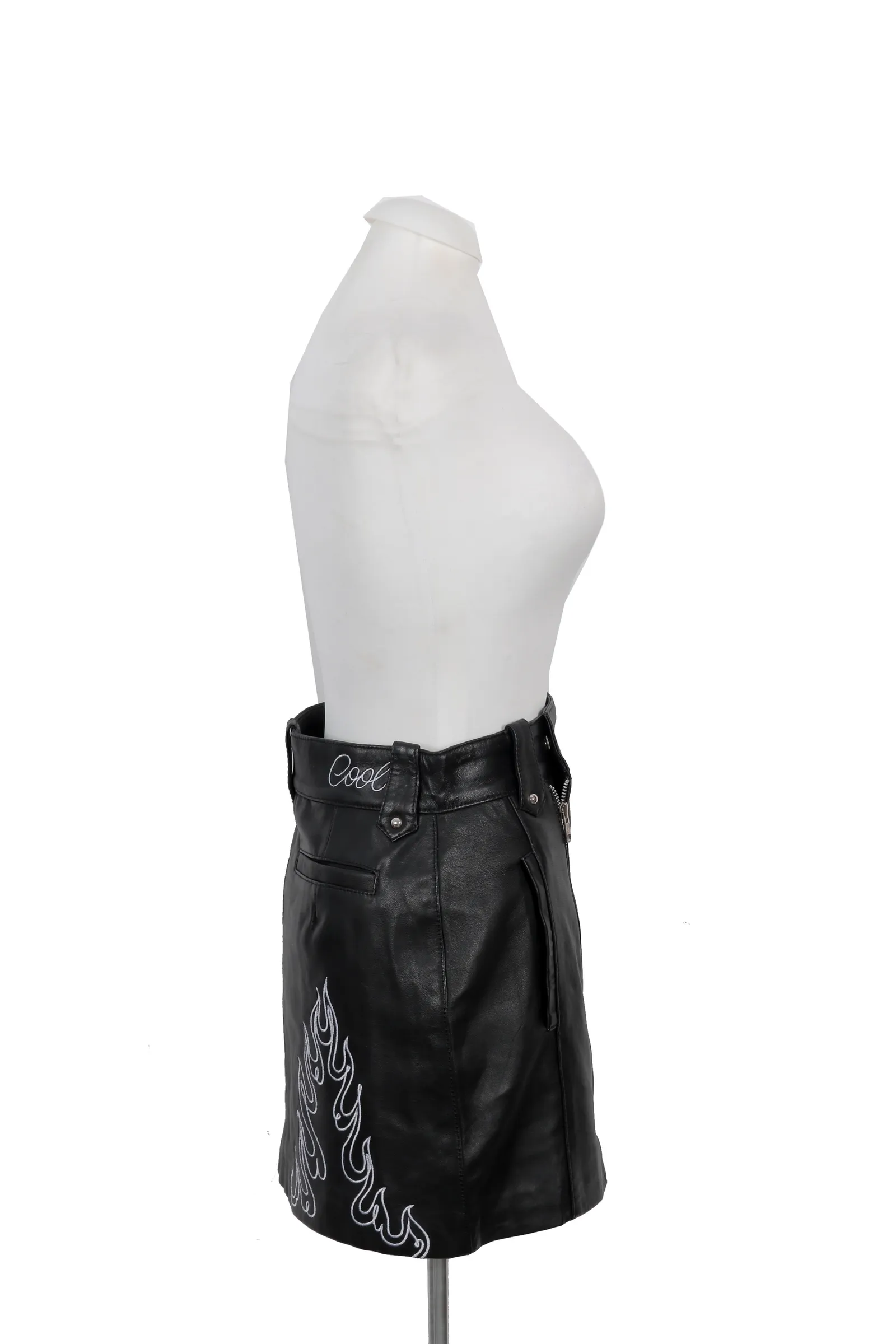 Understated Leather Black Floral Skirt