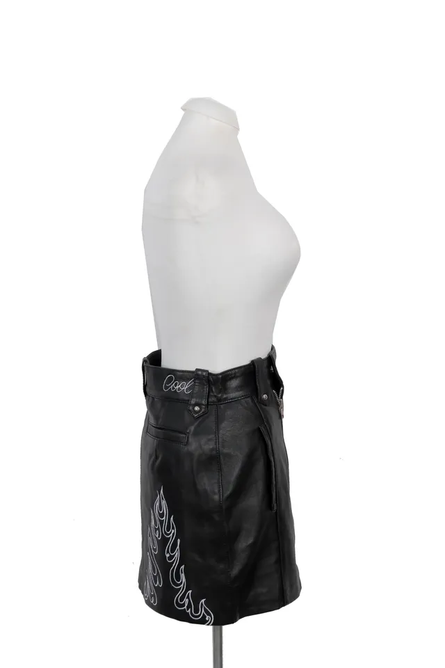 Understated Leather Black Floral Skirt