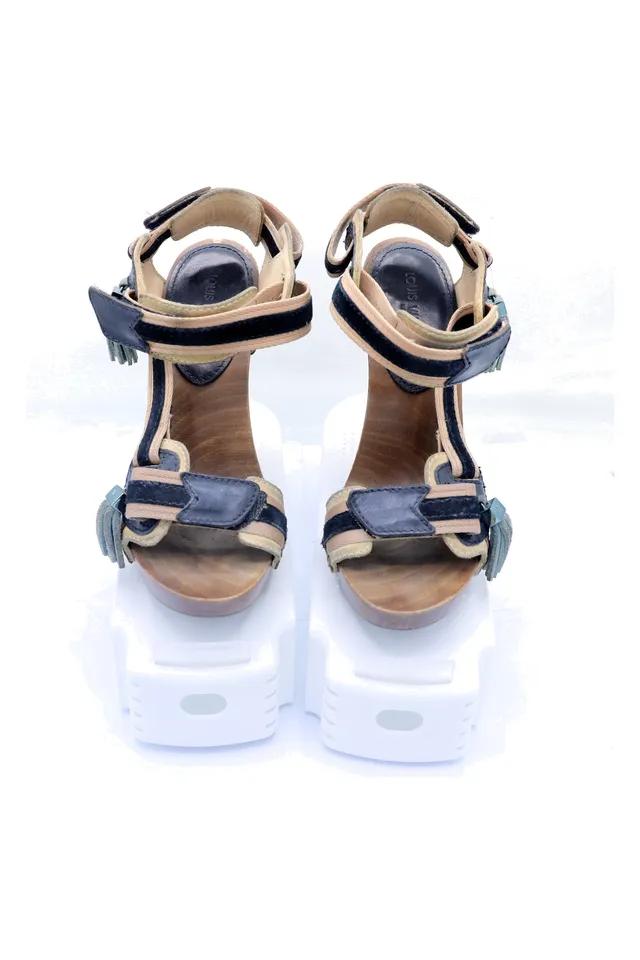 Louis Vuitton Navy Leather Sandals