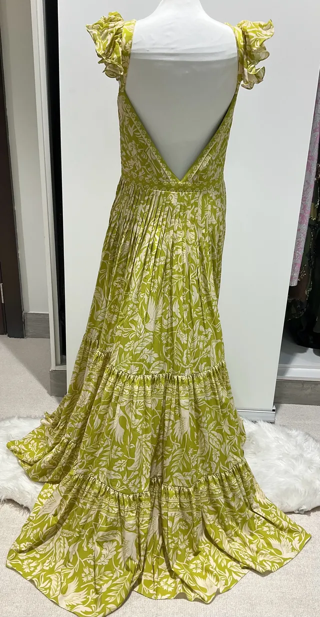 Andres Otalora Chartreuse Floral Gown
