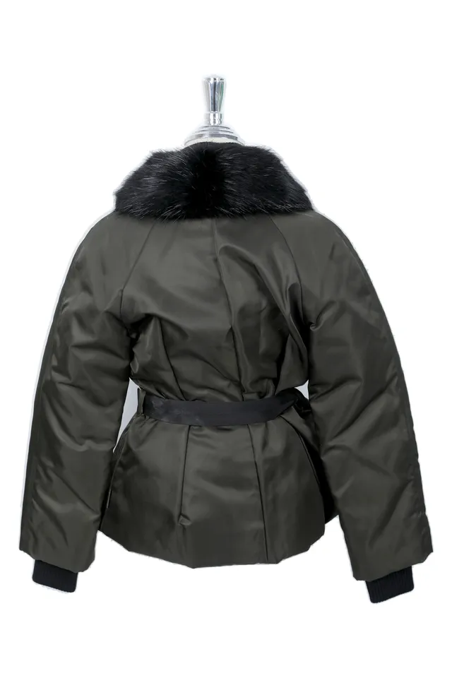 Moncler Olive Green Ribbed Puffer Jacket