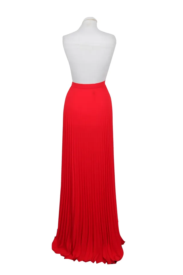Uterque Red Polyester Maxi Skirt