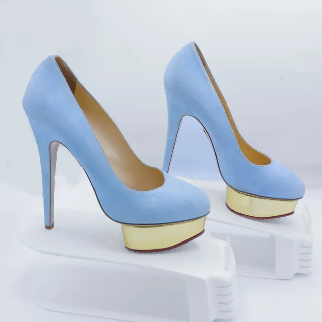 Charlotte Olympia Baby Blue Suede Pumps