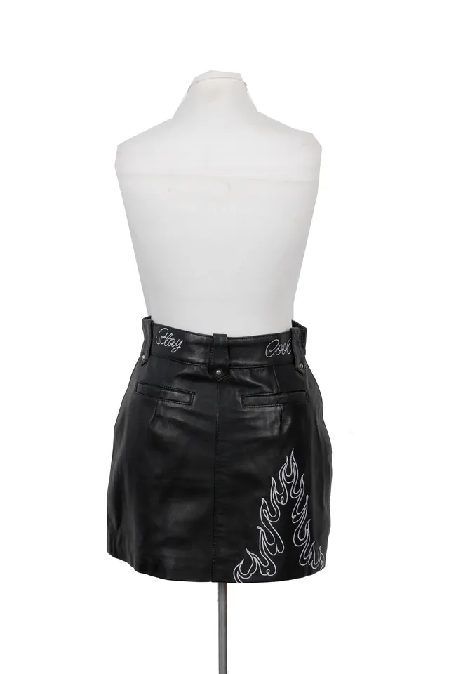 Understated Leather Black Floral Skirt