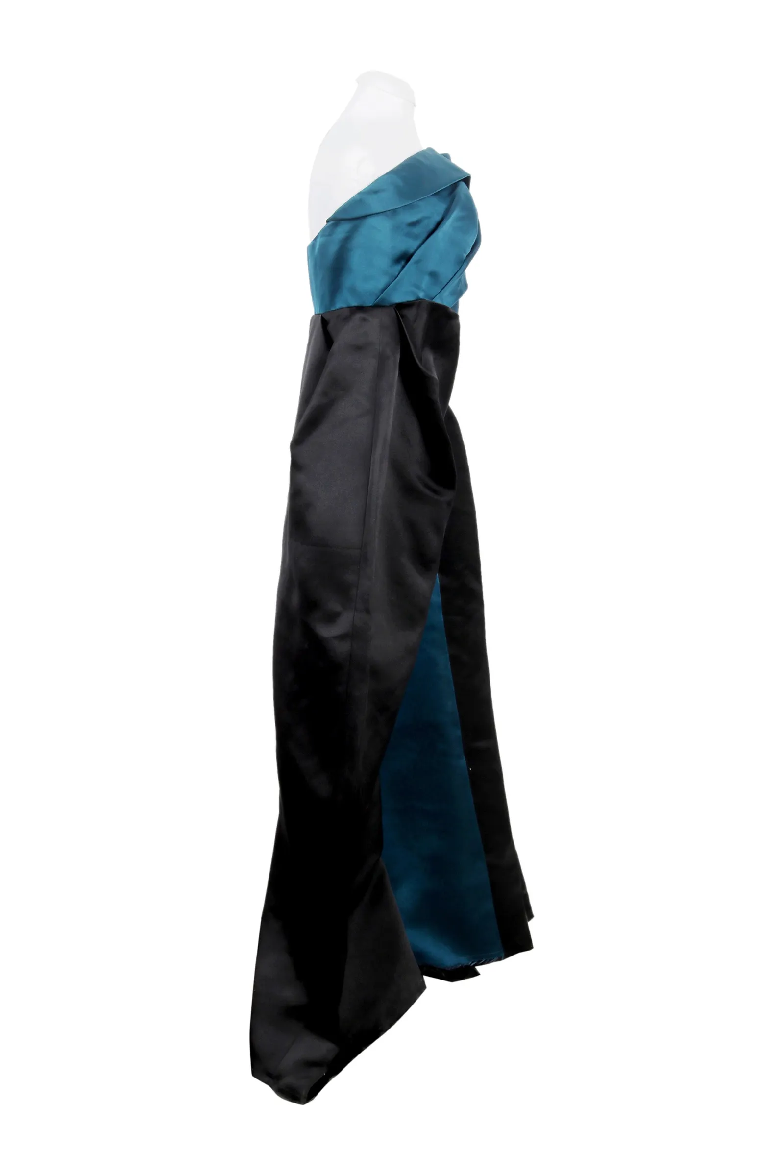 Lanvin Teal Blue & Black Silk Gown