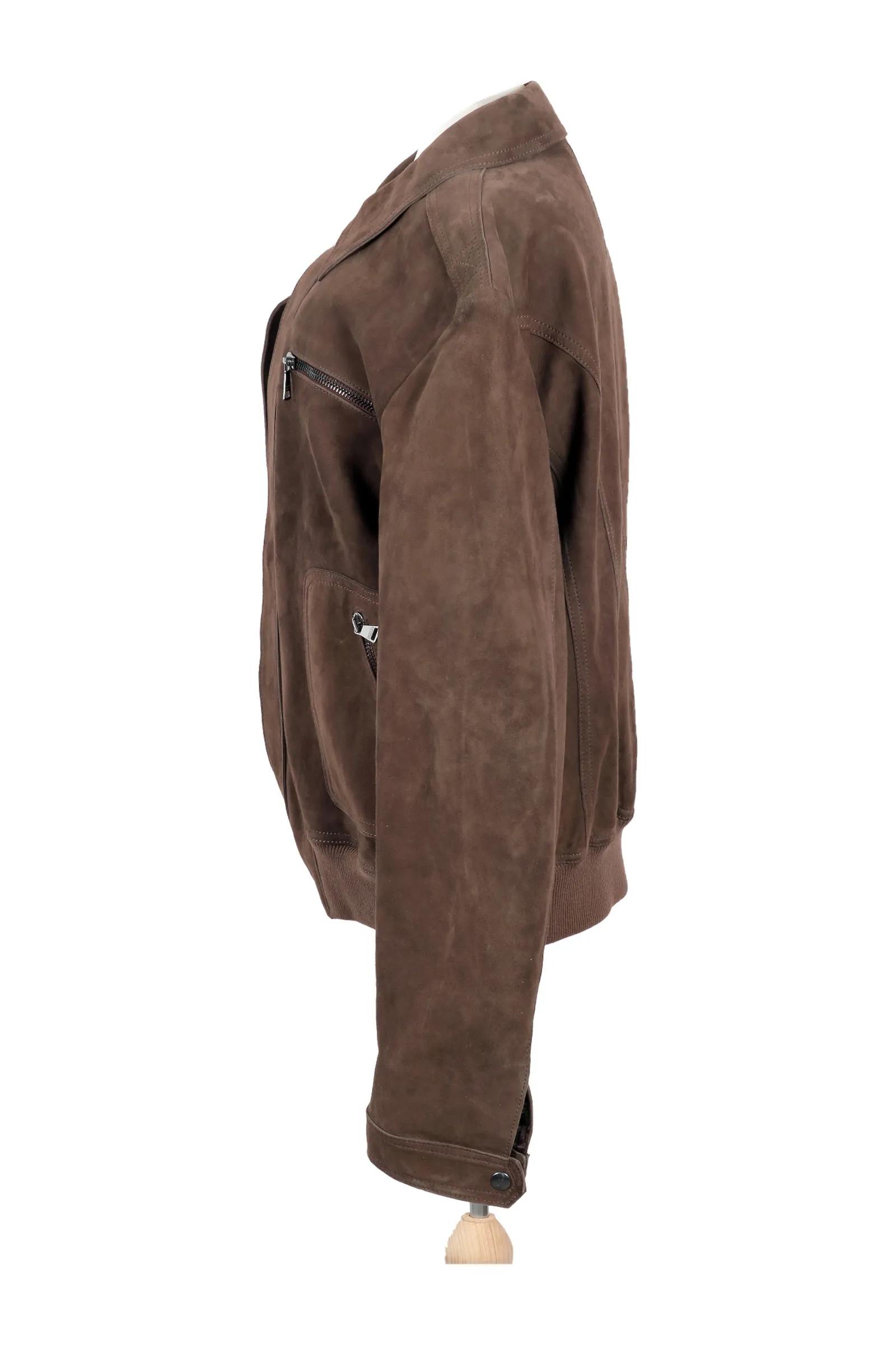 Dolce & Gabbana Brown Ribbed Leather Jacket