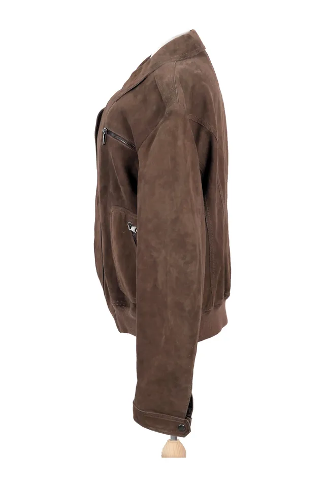 Dolce & Gabbana Brown Ribbed Leather Jacket