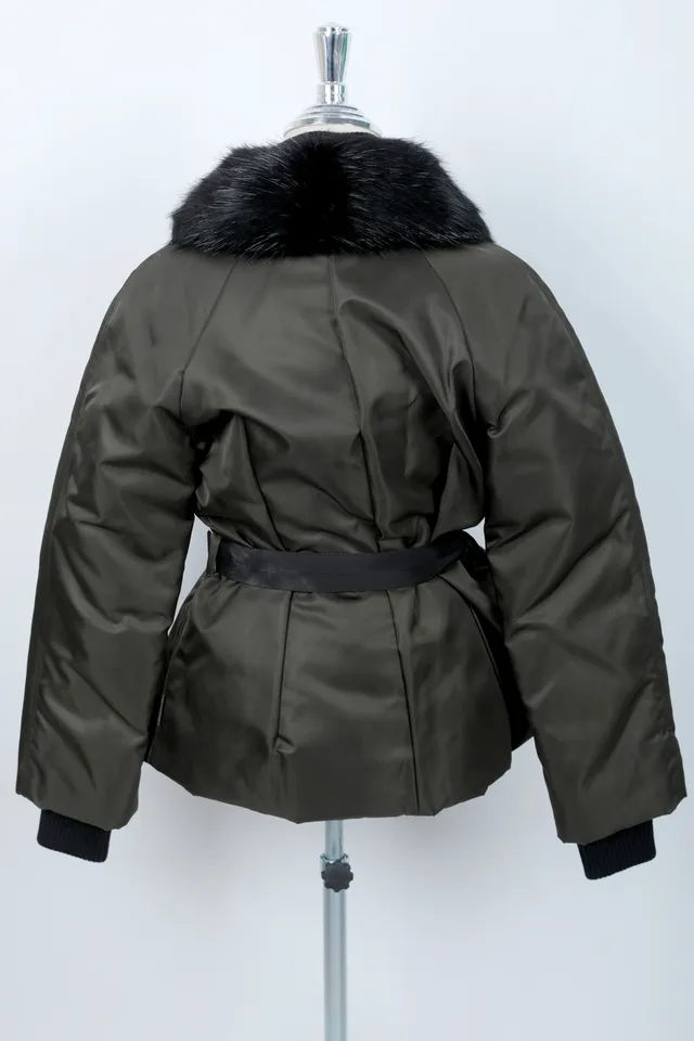 Moncler Olive Green Ribbed Puffer Jacket