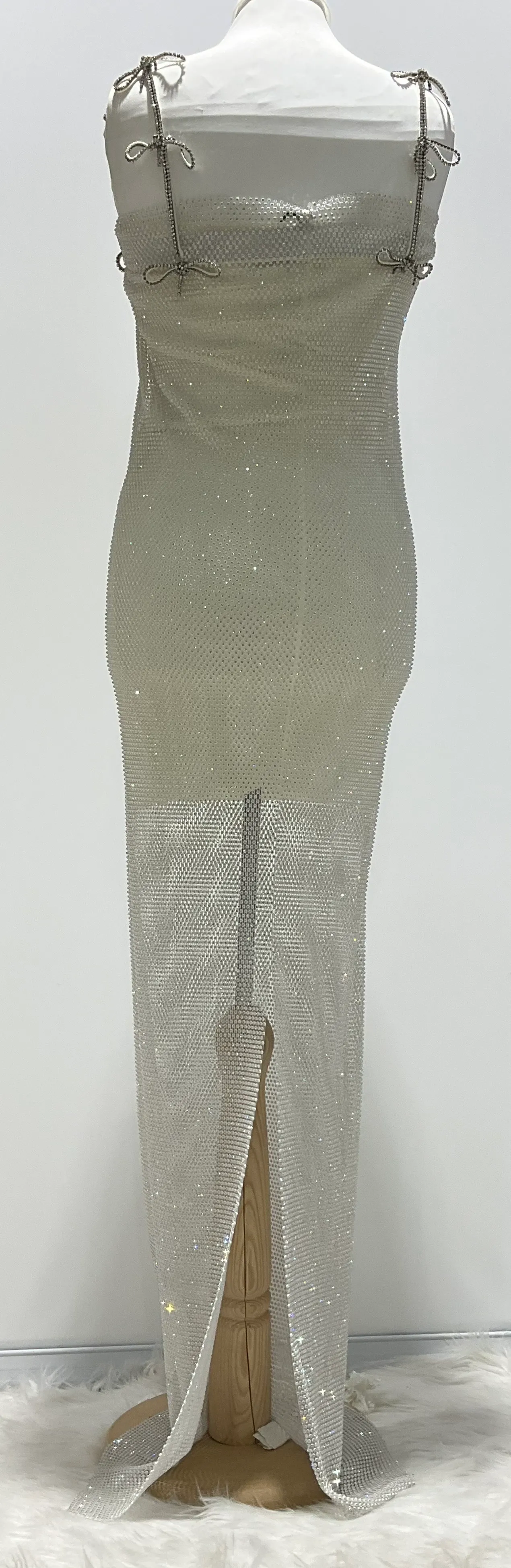 Mach & Mach Silver Embellished Maxi Dress