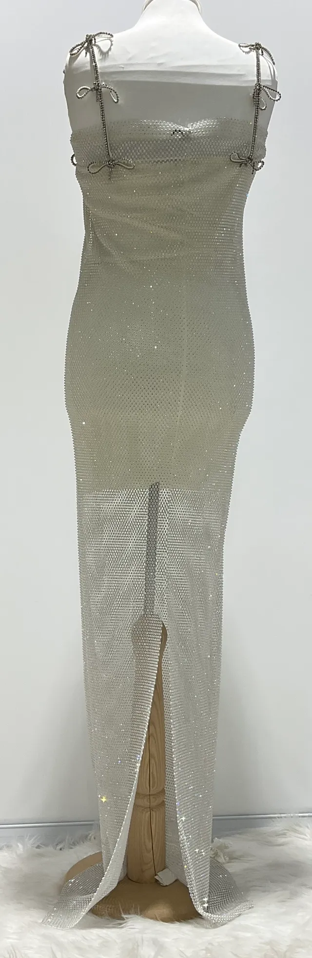 Mach & Mach Silver Embellished Maxi Dress