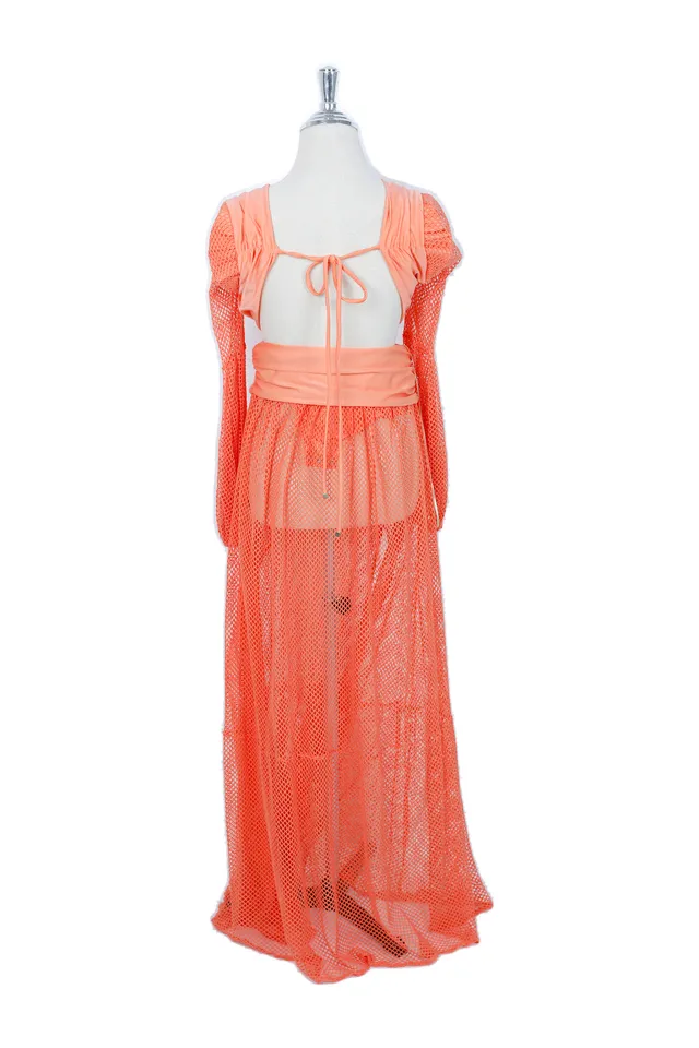 Patbo Coral Orange Mesh Gown