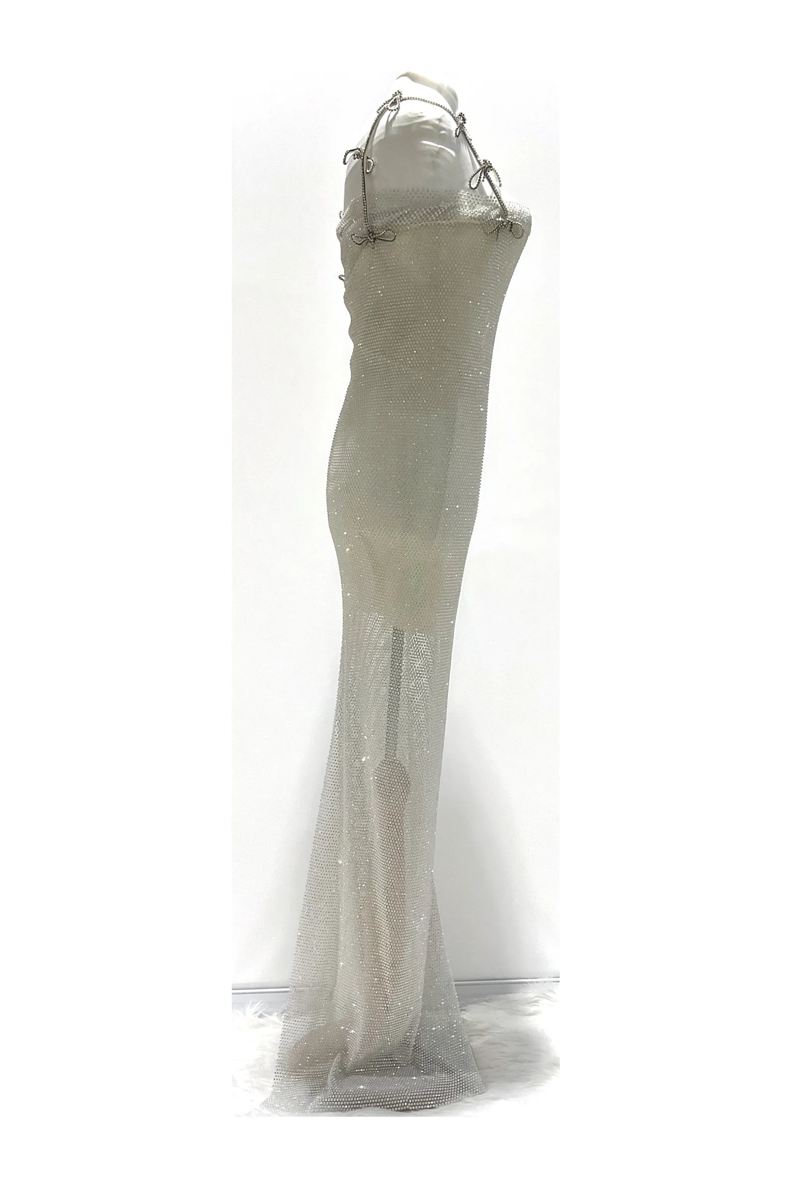 Mach & Mach Silver Embellished Maxi Dress