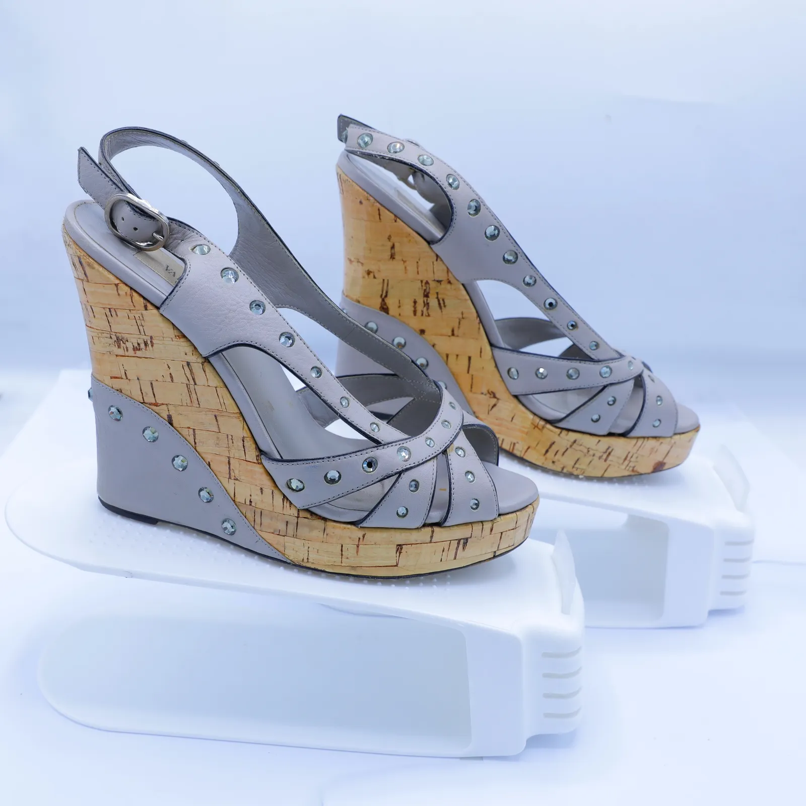 Valentino Taupe Embellished Sandals