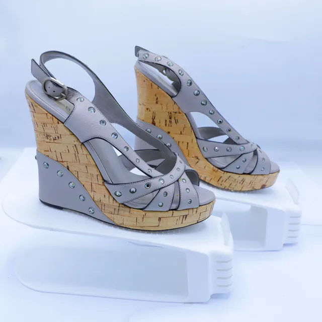 Valentino Taupe Embellished Sandals