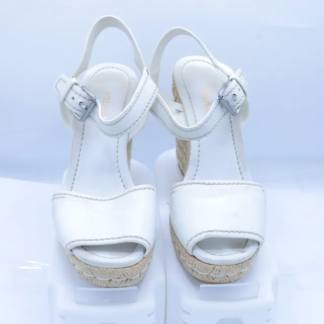 Prada White Leather Espadrilles