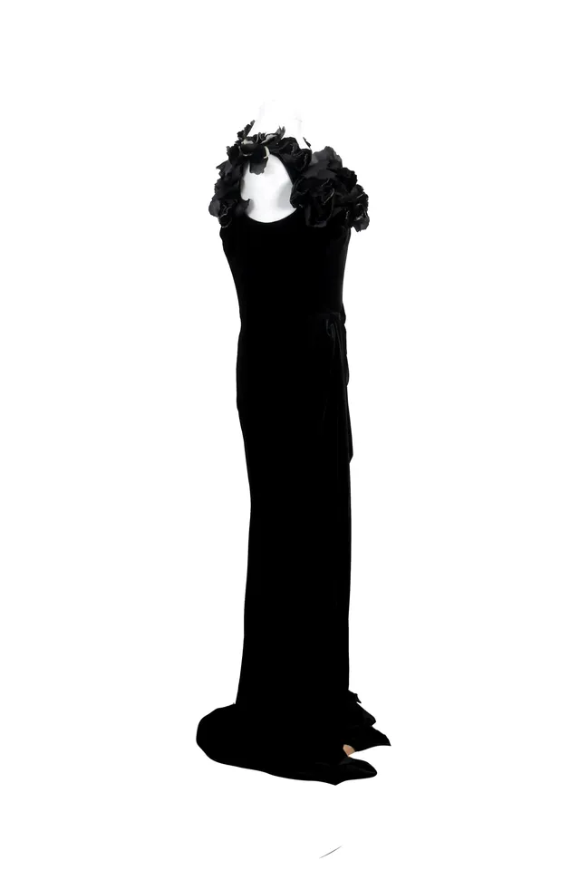 Marchesa Black Floral Gown