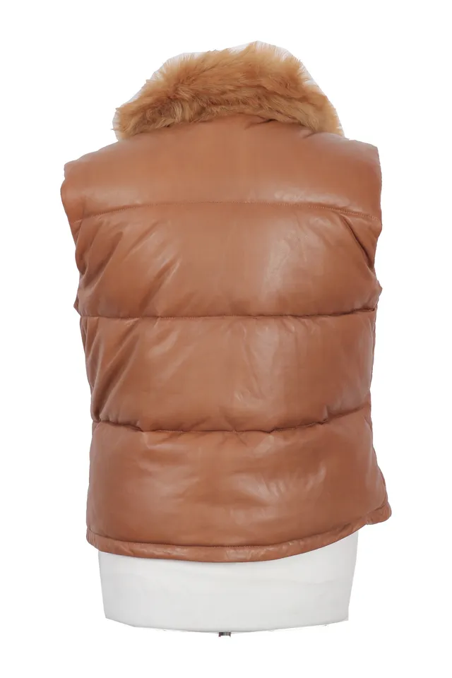Ralph Lauren Brown Lambskin Puffer Jacket