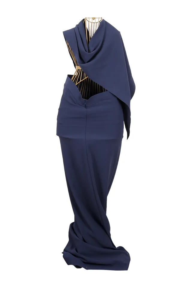 Balenciaga Navy Crepe Gown