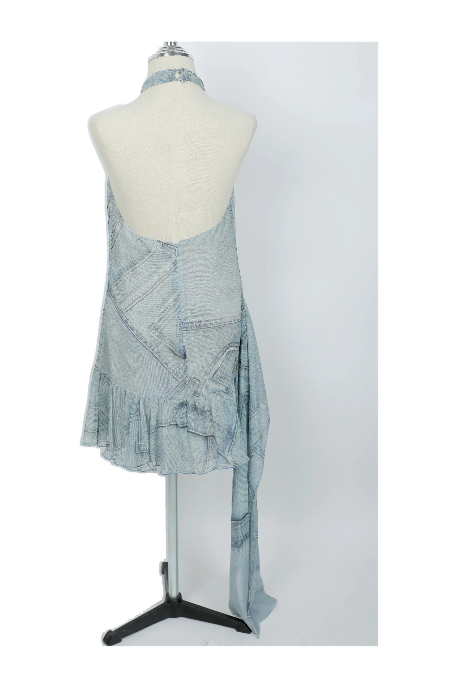 Blumarine Wash Blue Denim Mini Dress
