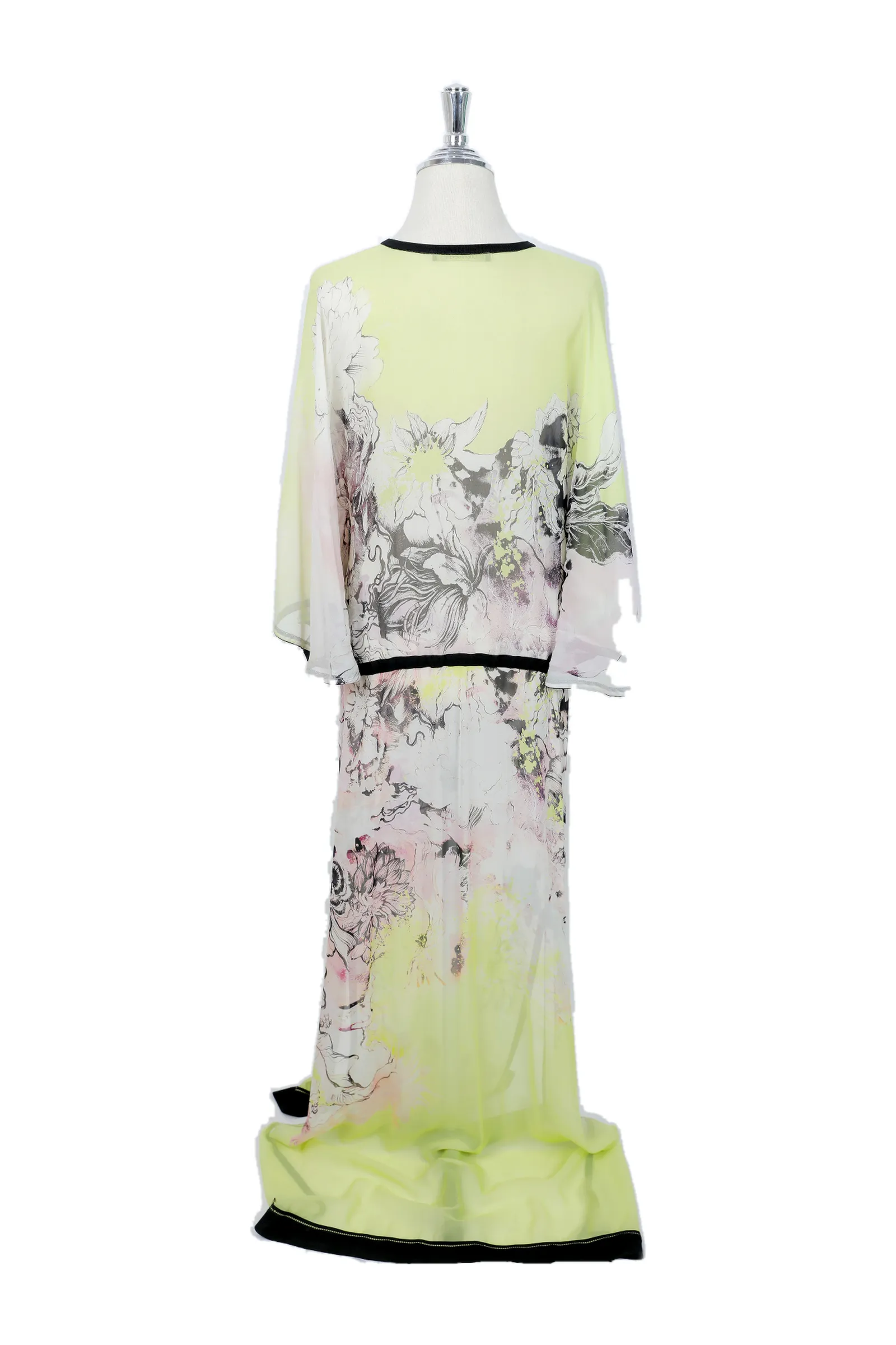 Roberto Cavalli Lime Green Floral Gown