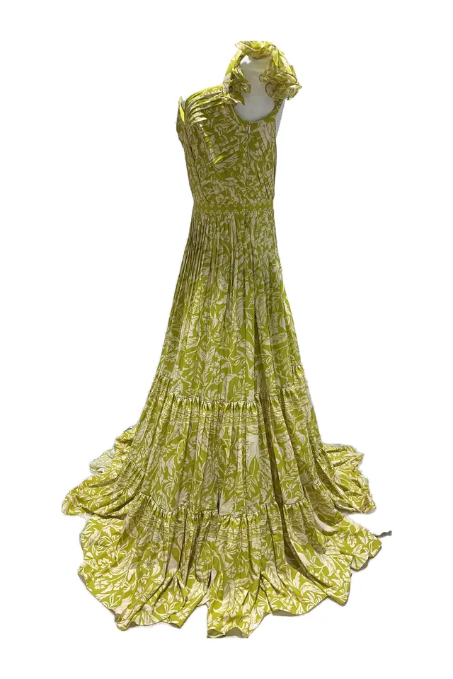Andres Otalora Chartreuse Floral Gown