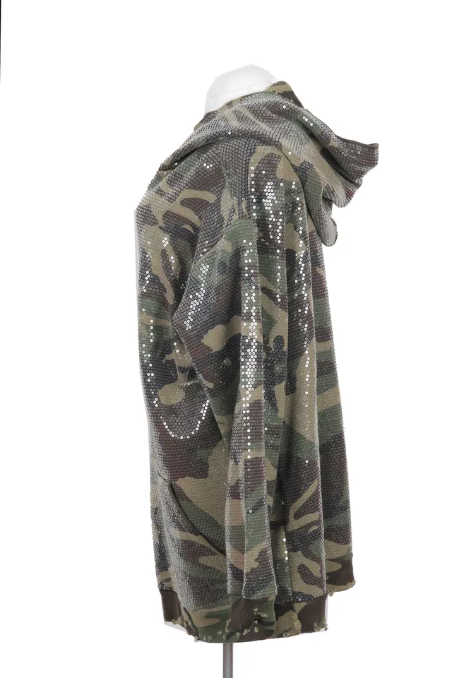 R13 Green Camouflage Sequined Hoodie