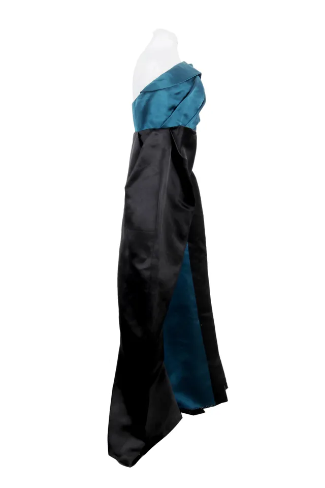 Lanvin Teal Blue & Black Silk Gown