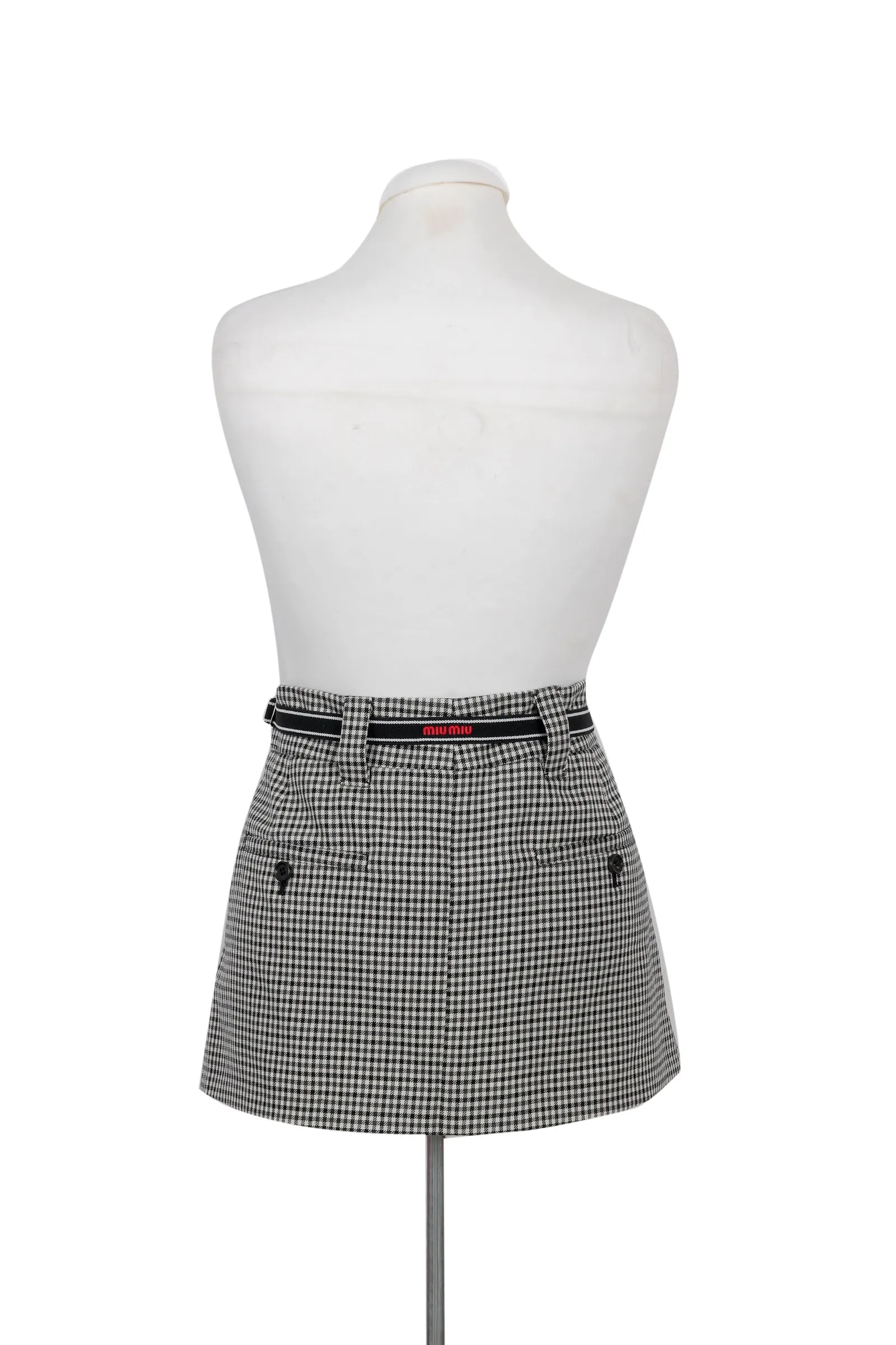 Miu Miu Black & White Houndstooth Mini Skirt