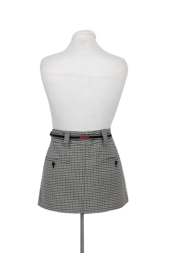 Miu Miu Black & White Houndstooth Mini Skirt