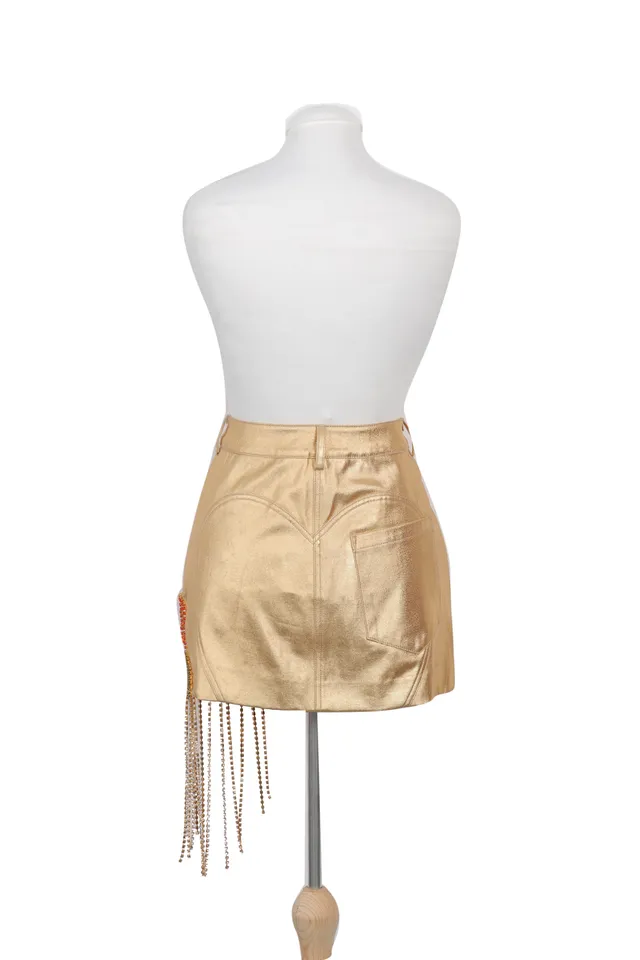 Area Gold Metallic Mini Skirt