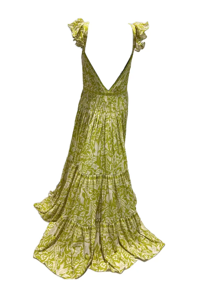 Andres Otalora Chartreuse Floral Gown
