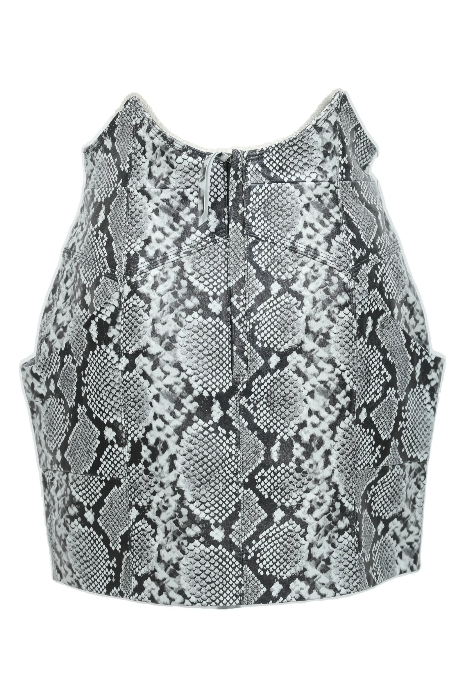 Retrofete Grey Snake Print Mini Skirt