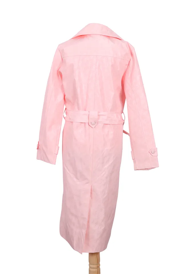 Saks Potts Pink Logo Print Trench Coat