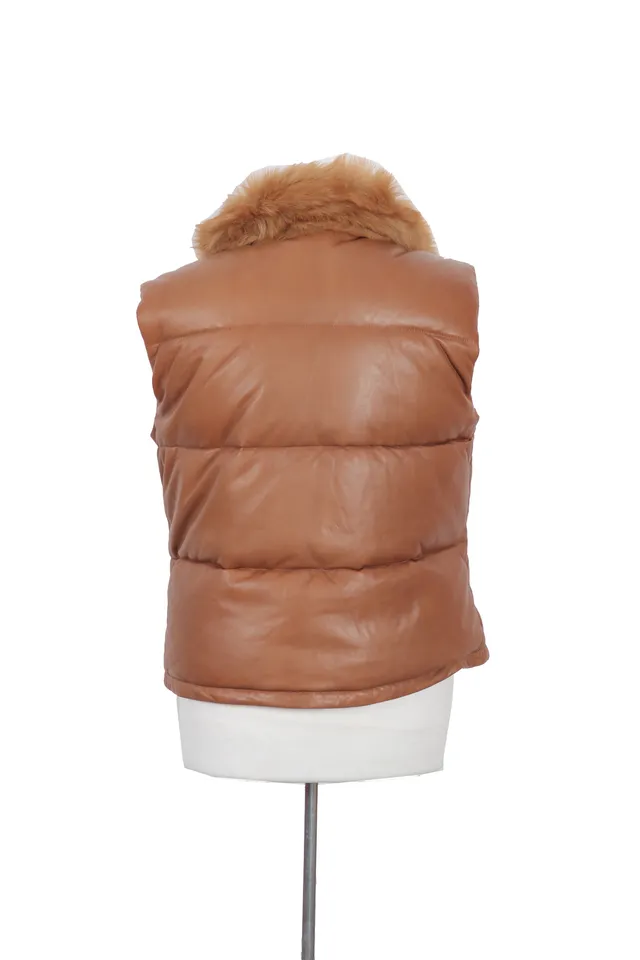 Ralph Lauren Brown Lambskin Puffer Jacket