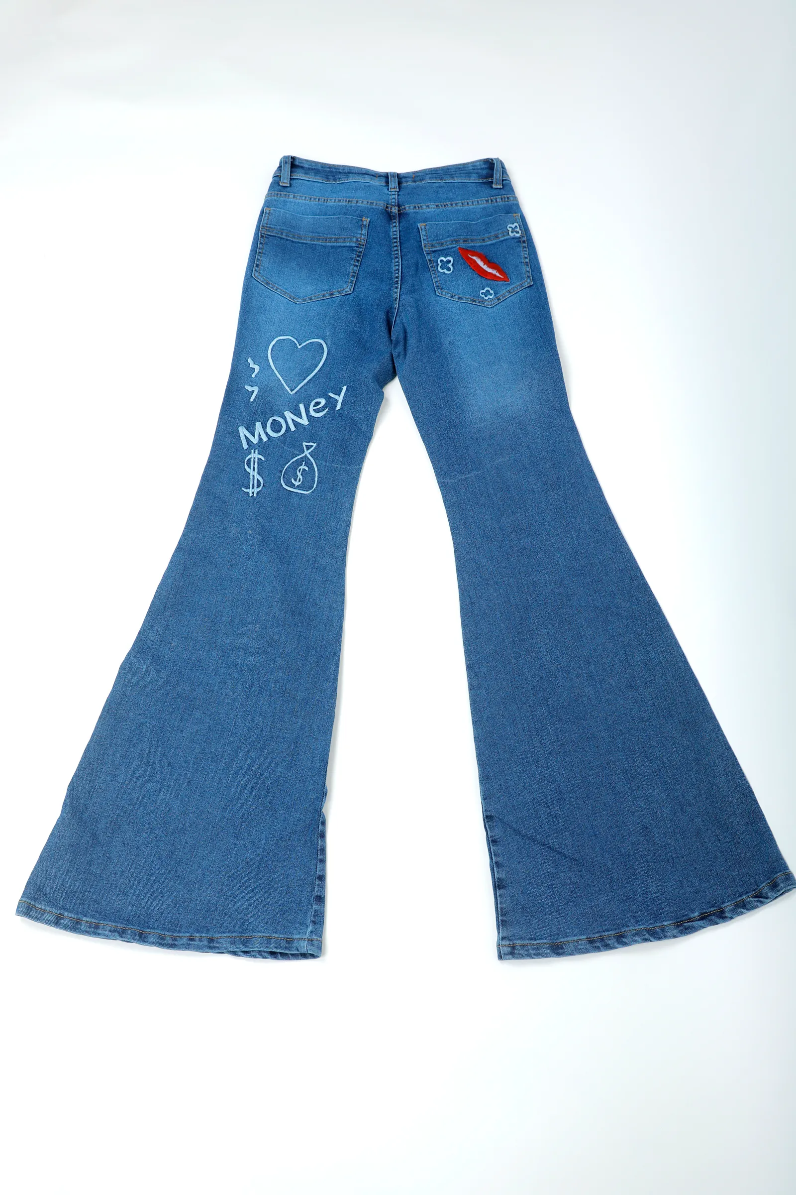 Ecaille Medium Blue Denim Embroidered Jeans