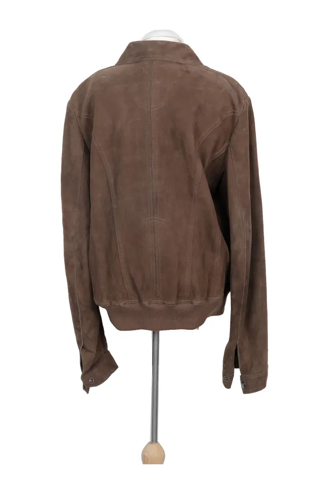 Dolce & Gabbana Brown Ribbed Leather Jacket