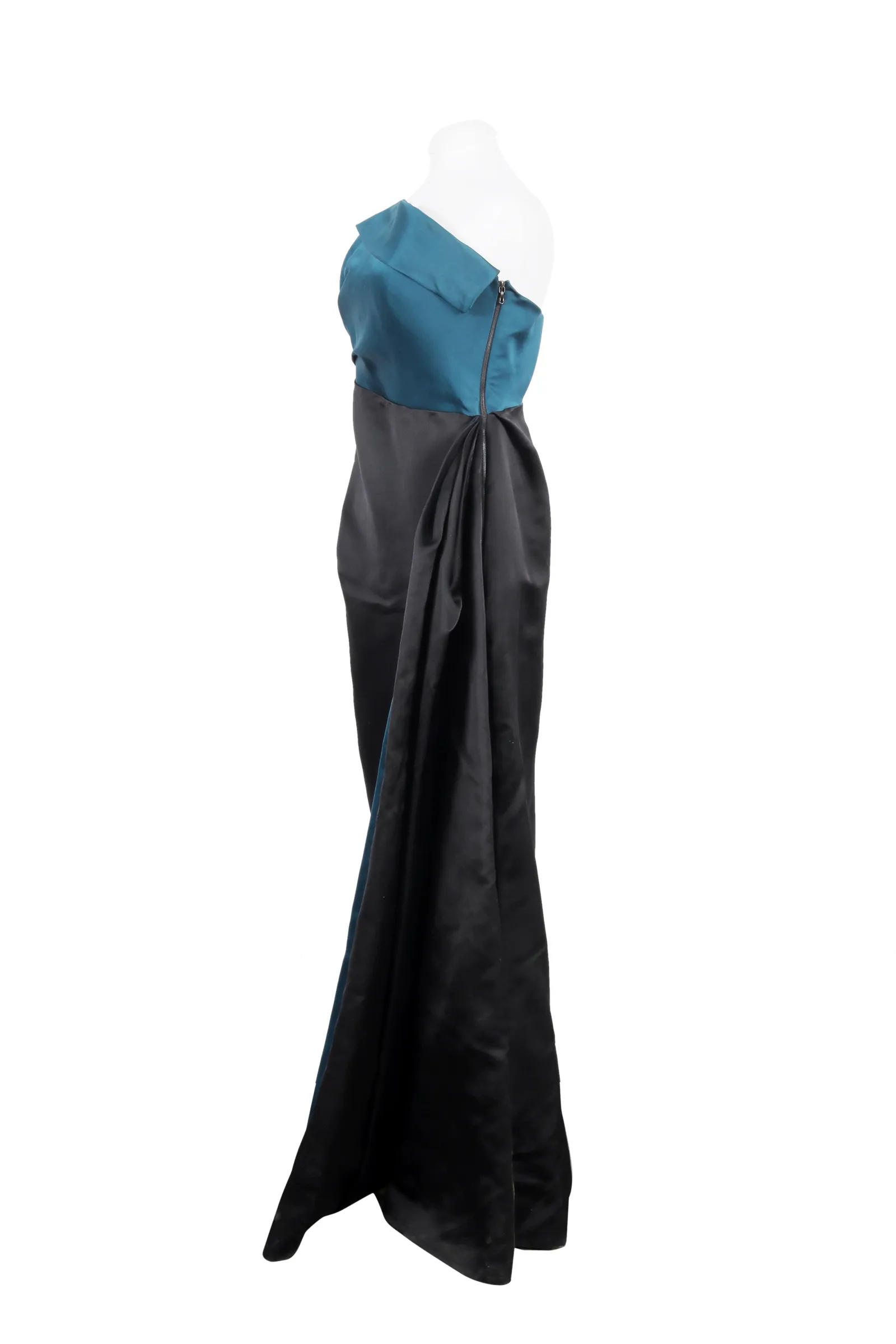 Lanvin Teal Blue & Black Silk Gown