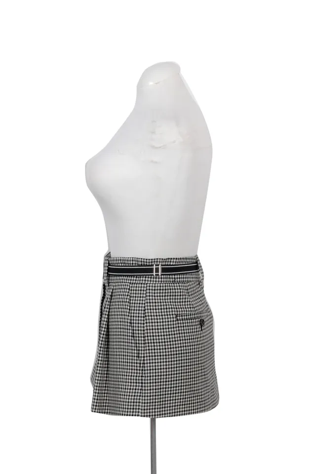 Miu Miu Black & White Houndstooth Mini Skirt