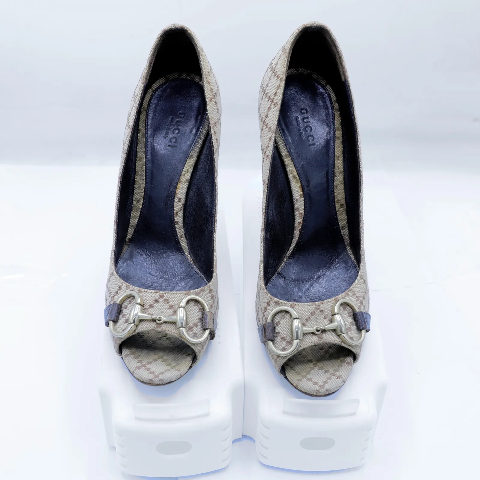 Gucci Beige Monogram Pumps
