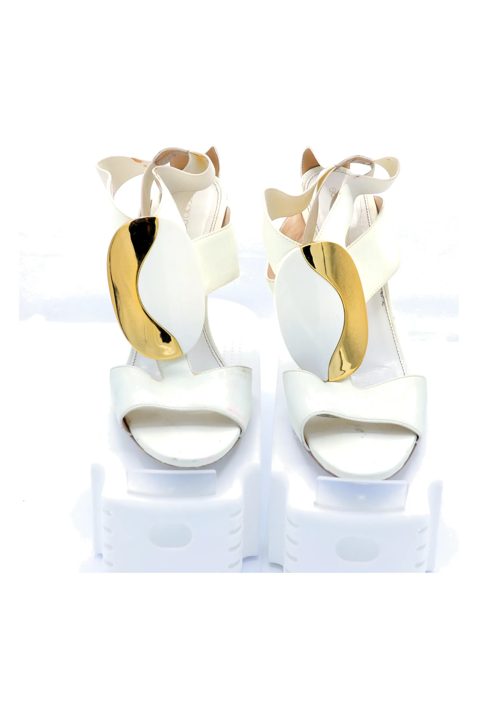 Sergio Rossi White Patent Leather Sandals